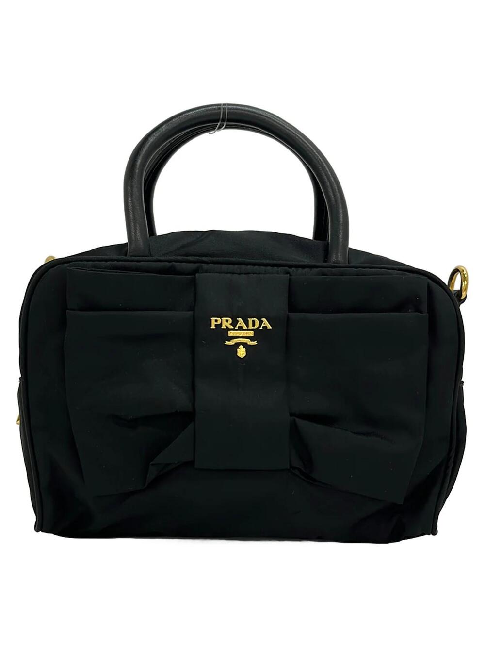 Prada Black Nylon Leather Handbag #341757P67B